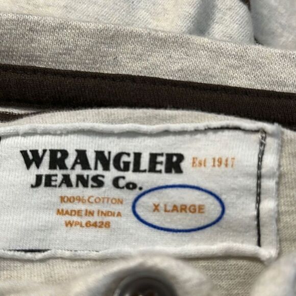 Vintage Wrangler Jeans Co Men's Long Sleeve Shirt Stripe Beige Brown Size XL - Picture 6 of 7